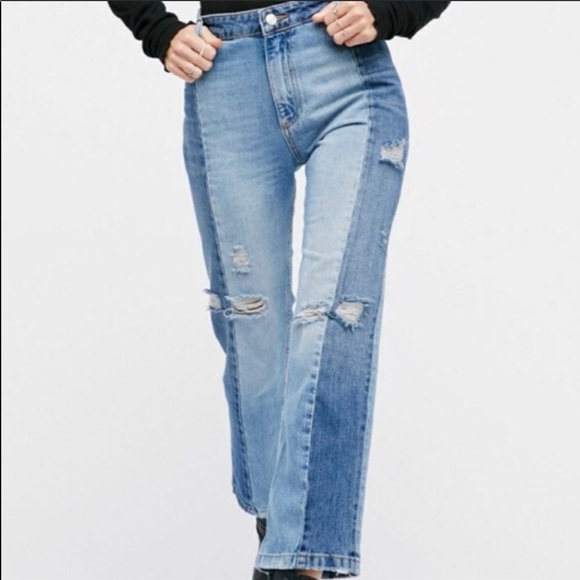 Free People two-toned denim patchwork jeans - Picture 4 of 6